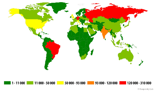 Países mais afetados por Trojans bancários em 2014
